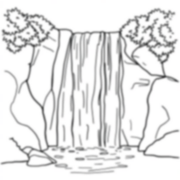 waterfall cascading - waterfall, cascading coloring page