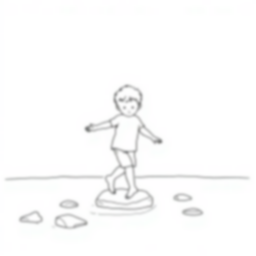 child skipping rocks - child, skipping, rocks coloring page