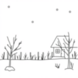 winter scene - scene, winter coloring page