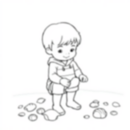 child collecting shells - shells, child, collecting coloring page