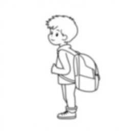 child with backpack - child, backpack coloring page