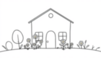 house with flowers - house, flowers coloring page