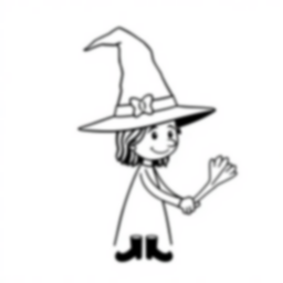 Free witch with hat - witch, hat Coloring Page for Kids - Printable PDF & PNG
