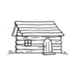 Free log cabin - log cabin Coloring Page for Kids - Printable PDF & PNG