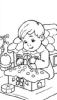 child making gingerbread house - child, making, gingerbread house coloring page