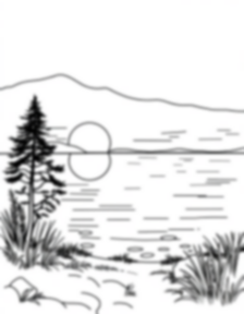 lake at sunset - lake, sunset coloring page