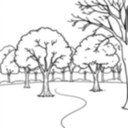 trees in park - park, trees coloring page
