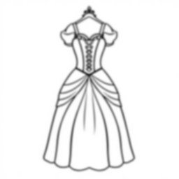 princess dress - princess, dress coloring page