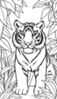 tiger in jungle - jungle, tiger coloring page