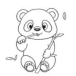 panda eating bamboo - panda, eating, bamboo coloring page