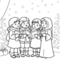 children singing carols - children, singing, carols coloring page