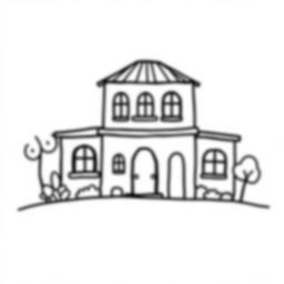 Free villa - house, garden, flowers Coloring Page for Kids - Printable PDF & PNG