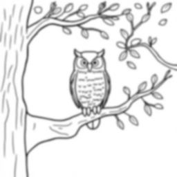 owl in tree - tree, owl coloring page