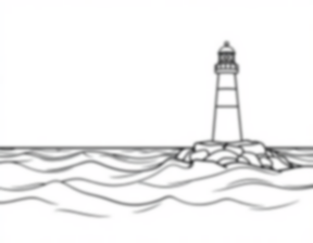 ocean with lighthouse - ocean, lighthouse coloring page