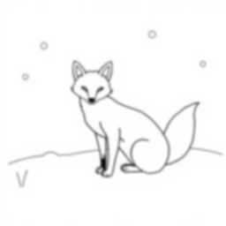 fox in snow - fox, snow coloring page