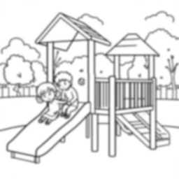 kids at playground - kids, playground coloring page