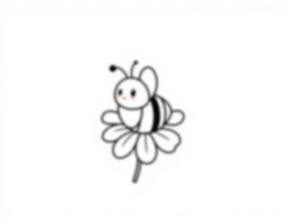 Free bee on flower - flower, bee Coloring Page for Kids - Printable PDF & PNG