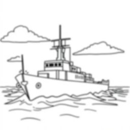 Free battleship at sea - battleship, sea Coloring Page for Kids - Printable PDF & PNG