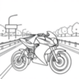 Free motorcycle on highway - motorcycle, highway Coloring Page for Kids - Printable PDF & PNG
