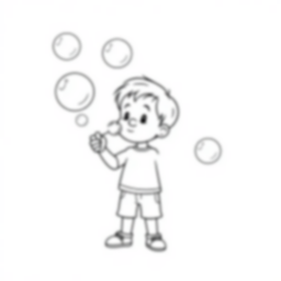 child blowing bubbles - child, blowing, bubbles coloring page