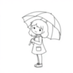 little girl with umbrella - umbrella, little girl coloring page