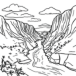 Free river canyon - river, canyon Coloring Page for Kids - Printable PDF & PNG