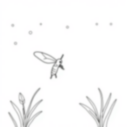 firefly at night - firefly, night coloring page