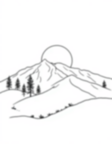 sunrise on mountain - mountain, sunrise coloring page
