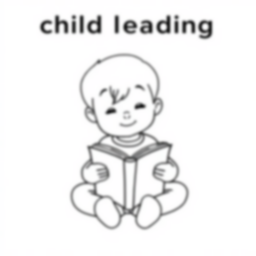 child reading book - child, reading, book coloring page