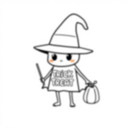 Free trick or treat - halloween, costume, trick Coloring Page for Kids - Printable PDF & PNG