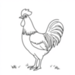 rooster crowing at dawn - rooster, crowing, dawn coloring page
