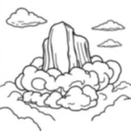 giant in clouds - clouds, giant coloring page