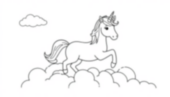 unicorn in clouds - unicorn, clouds coloring page