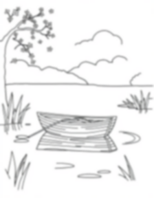 Free rowboat on pond - pond, rowboat Coloring Page for Kids - Printable PDF & PNG