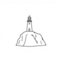 lighthouse on cliff - lighthouse, cliff coloring page