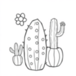 cute cactus - cute, cactus coloring page