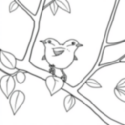 warbler in tree - tree, warbler coloring page