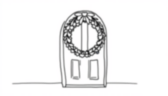 Free wreath on door - door, wreath Coloring Page for Kids - Printable PDF & PNG