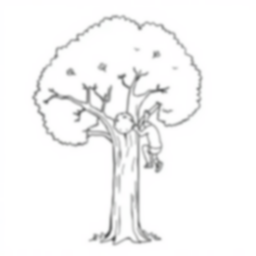 boy climbing tree - tree, boy, climbing coloring page