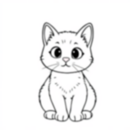 cute cat - cat, cute coloring page