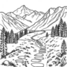 mountain trail - mountain, trail coloring page