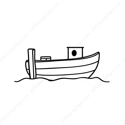 Free Printable dock - boat, water, dock, seagull, pier Coloring Page for Kids and Adults - High Quality PDF & PNG Download