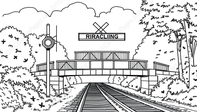 Free Printable train crossing bridge - crossing, bridge, train Coloring Page for Kids and Adults - High Quality PDF & PNG Download