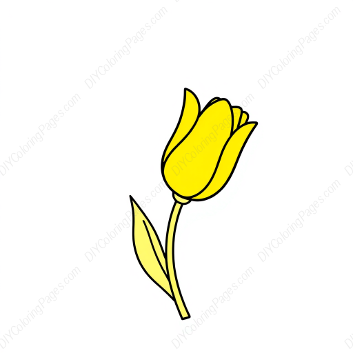 Free Printable yellow tulip - tulip, yellow Coloring Page for Kids and Adults - High Quality PDF & PNG Download
