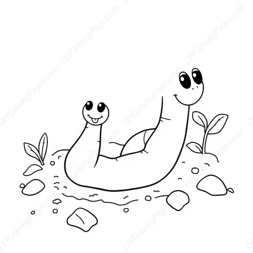 worm in dirt - worm, dirt coloring page