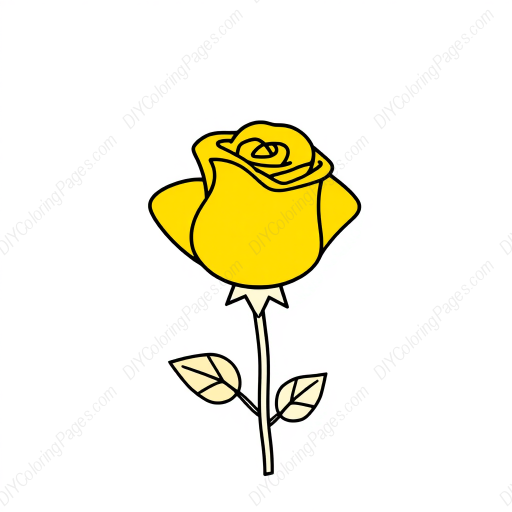 Free Printable yellow rose - rose, yellow Coloring Page for Kids and Adults - High Quality PDF & PNG Download