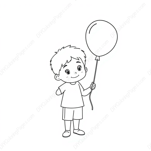child with balloon - balloon, child coloring page