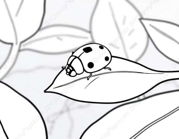 ladybug on leaf - leaf, ladybug coloring page