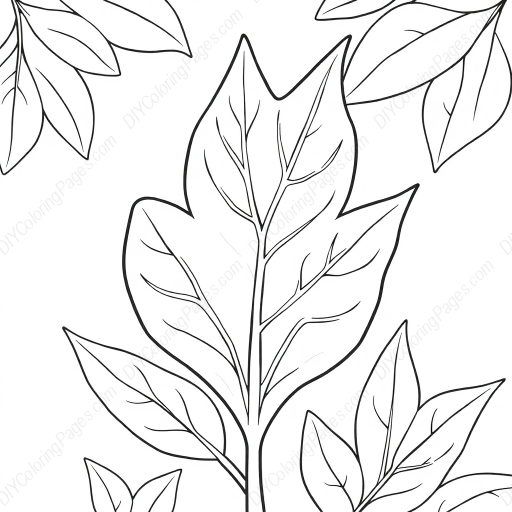easy leaf - easy, leaf coloring page