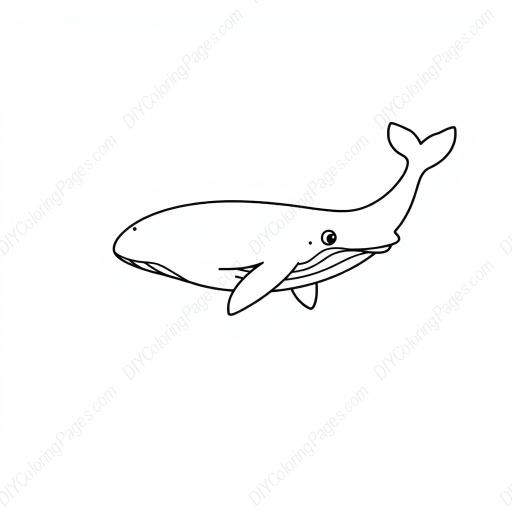 whale in ocean - ocean, whale coloring page